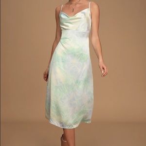 Tie Dye Satin Midi Dress